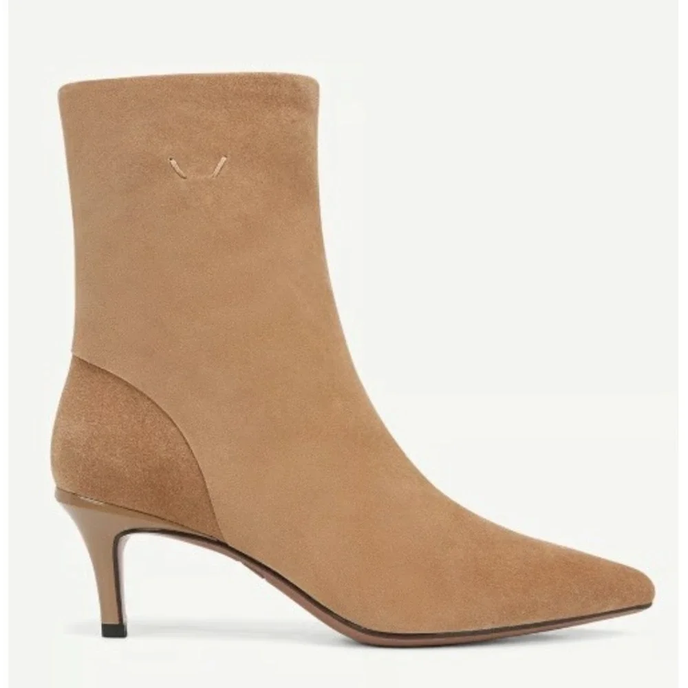 Franco Sarto Buttery Suede Ankle Boots Camel Tan Pointed Toe Dressy Womens 8.5 M